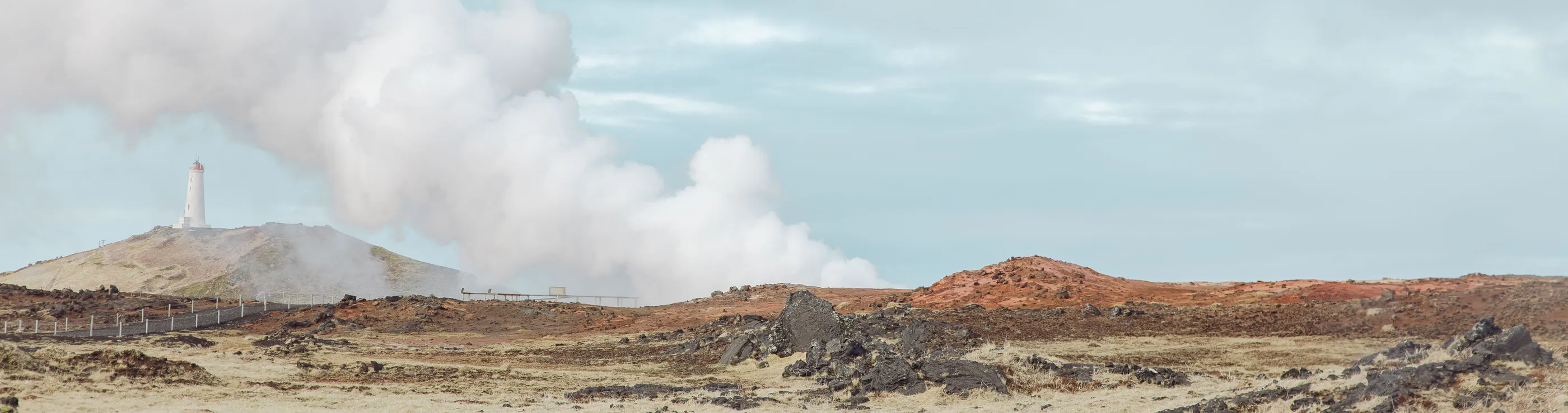 Geothermal steam rises over the Reykjanes Peninsula.